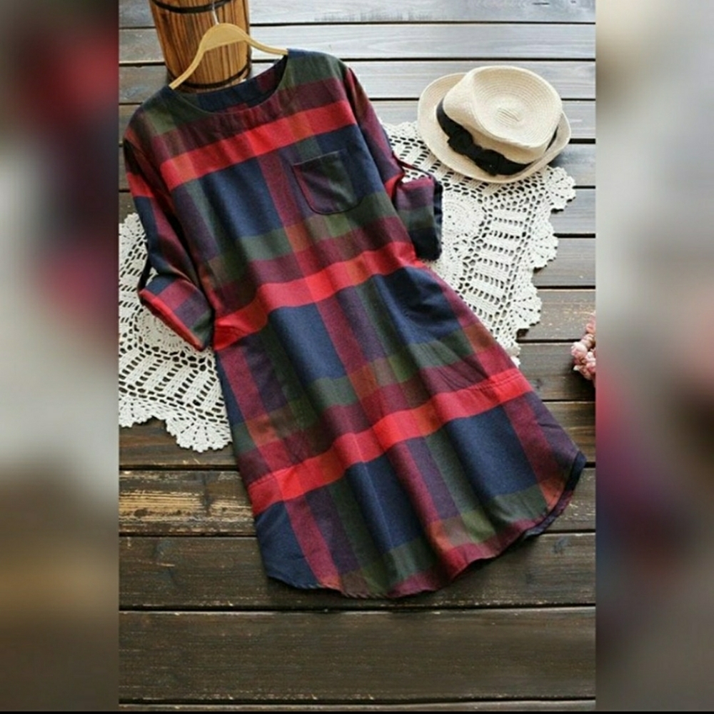Cupshe Lady Leisure Plaid Dress with Pockets